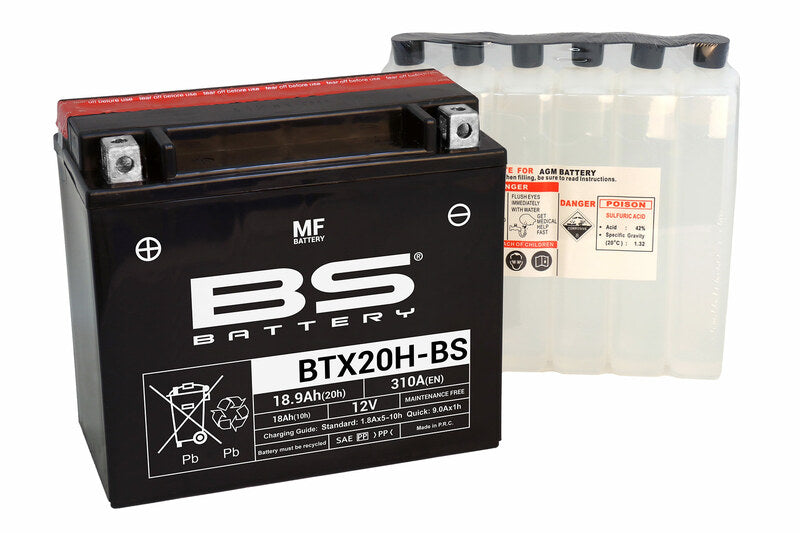 BS BATTERY Battery Maintenance Free with Acid Pack - BTX20H