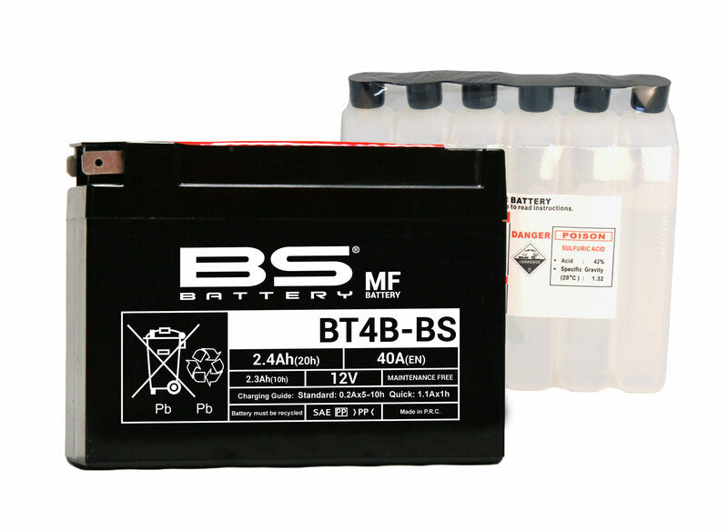 BS BATTERY Battery Maintenance Free with Acid Pack - BT4B