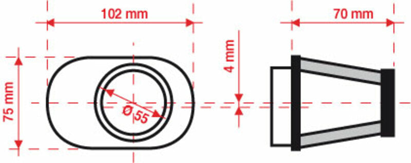 BMC Air Filter Tapered Offset-Right Ø55mm - FBPF55-70R