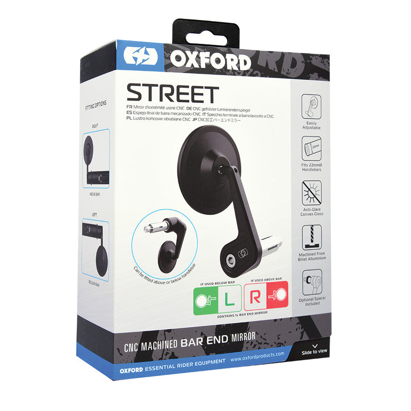OXFORD Street Bar End Universal Right Mirror - Black (1pc)