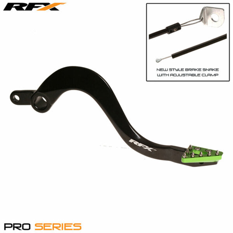 RFX Pro ST Rear Brake Lever (Black/Green) - Kawasaki KX125