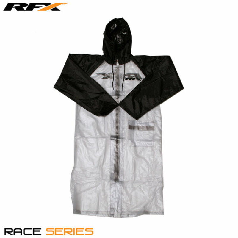 RFX Race Rain Coat Long (Clear/Black) Size Adult XLarge