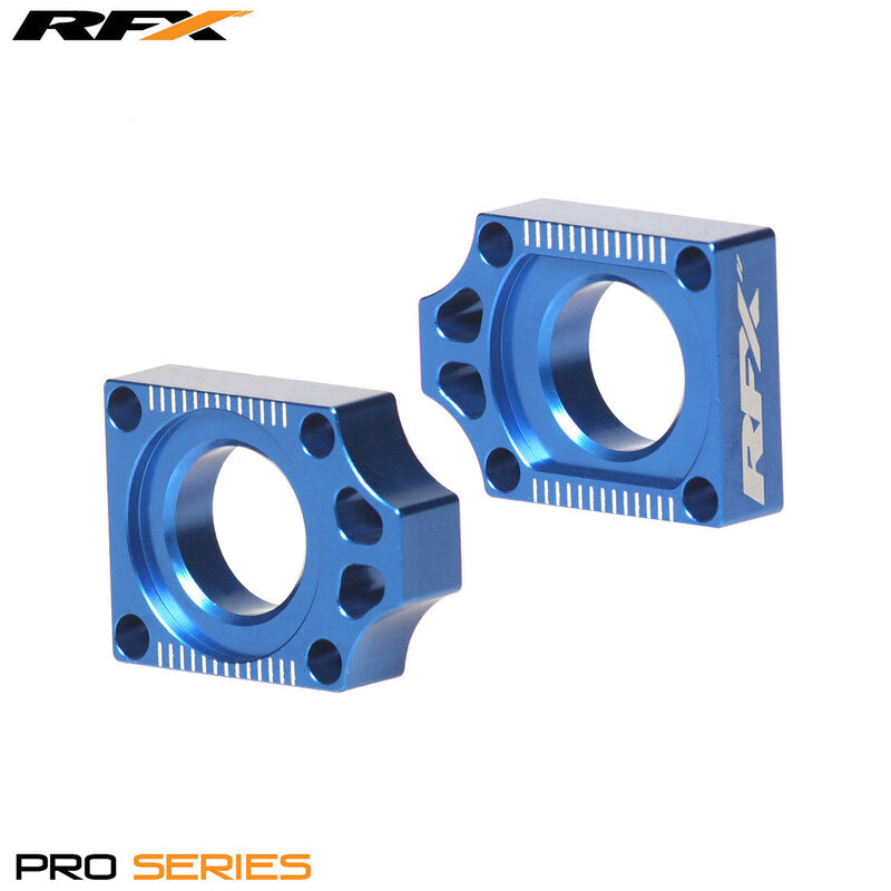 RFX Pro Rear Axle Adjuster Blocks (Blue) - Yamaha YZF250/450