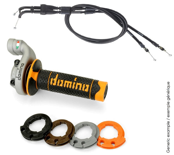 DOMINO KRK Evo Gasgriff-Kit mit Kabeln Schwarz/Orange Griffe