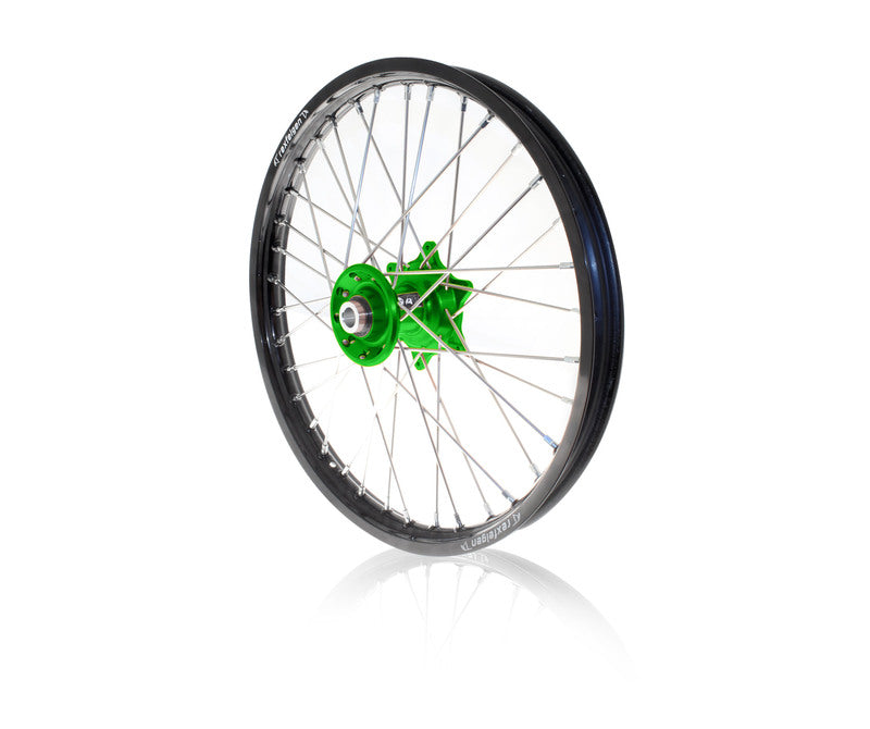 ART MX Complete Front + Rear Wheel 21x1,60/19x1,85 Black Rim/Green Hub Kawasaki