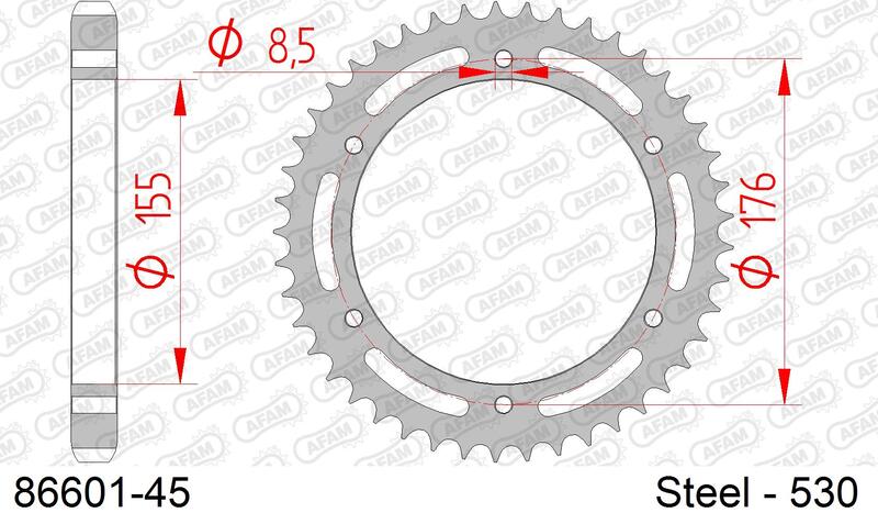 AFAM Steel Standard Rear Sprocket 86601 - 530 - 1074757003