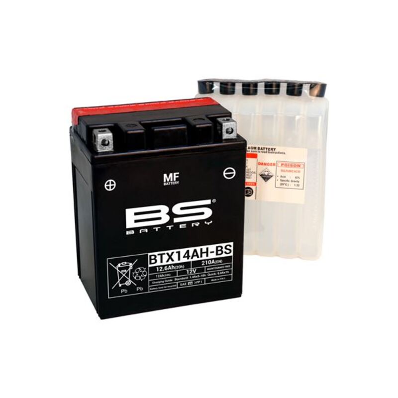BS BATTERY Battery Maintenance Free with Acid Pack - BTX14AH