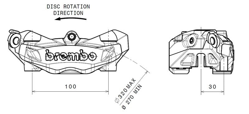 BREMBO M4 Front Left Brake Caliper Natural Ø32mm - 1090752