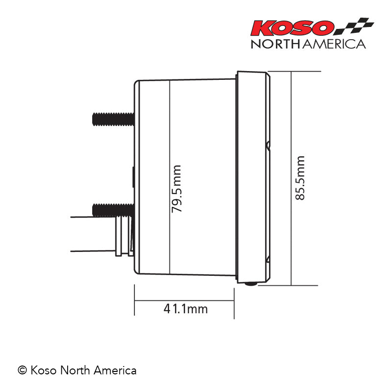 KOSO D75 Tachometer 15000 RPM Black