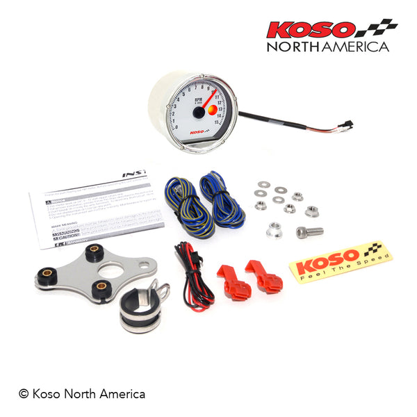 KOSO D75 Tachometer 15000 RPM Black
