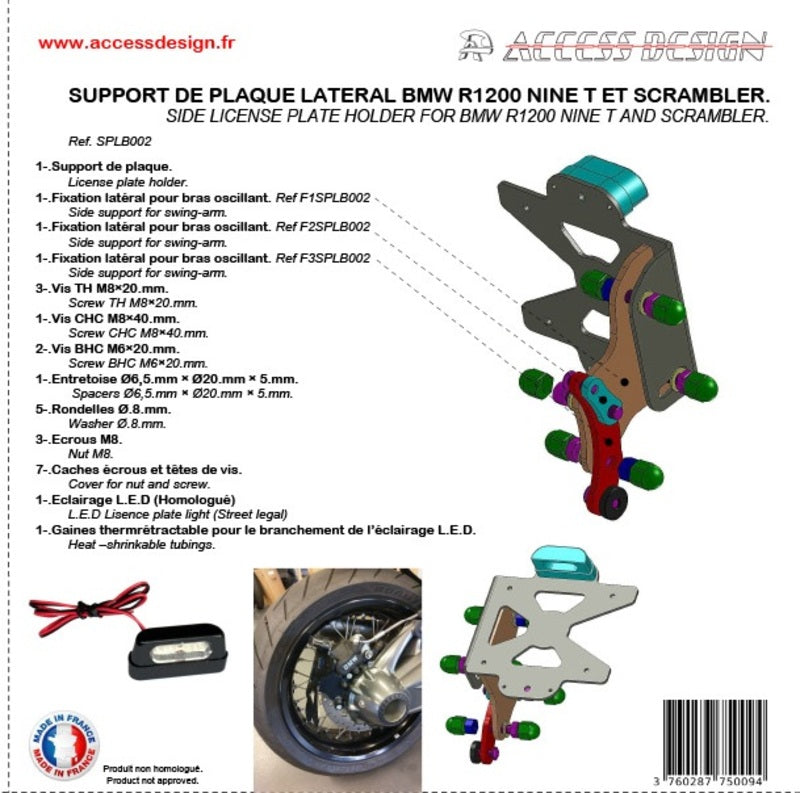 ACCESS DESIGN Side License Plate Holder Black BMW R Nine T1200