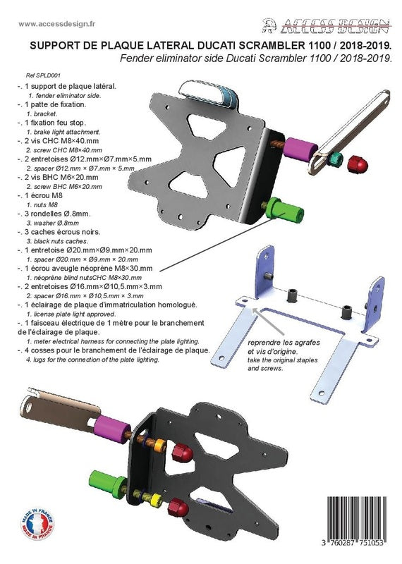 ACCESS DESIGN Side License Plate Holder Black Ducati Scrambler 1100