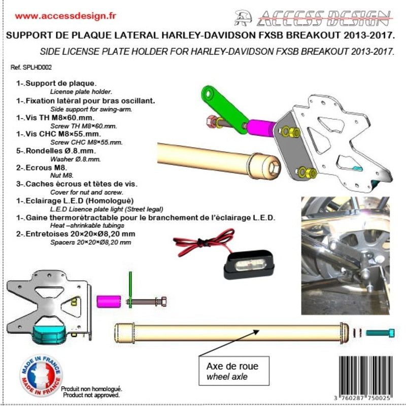 ACCESS DESIGN Side License Plate Holder Black Harley Davidson Breakout