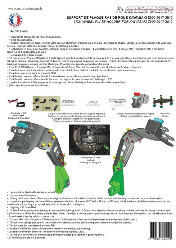 ACCESS DESIGN ''Wheel Fitted'' License Plate Holder Black Kawasaki Z900