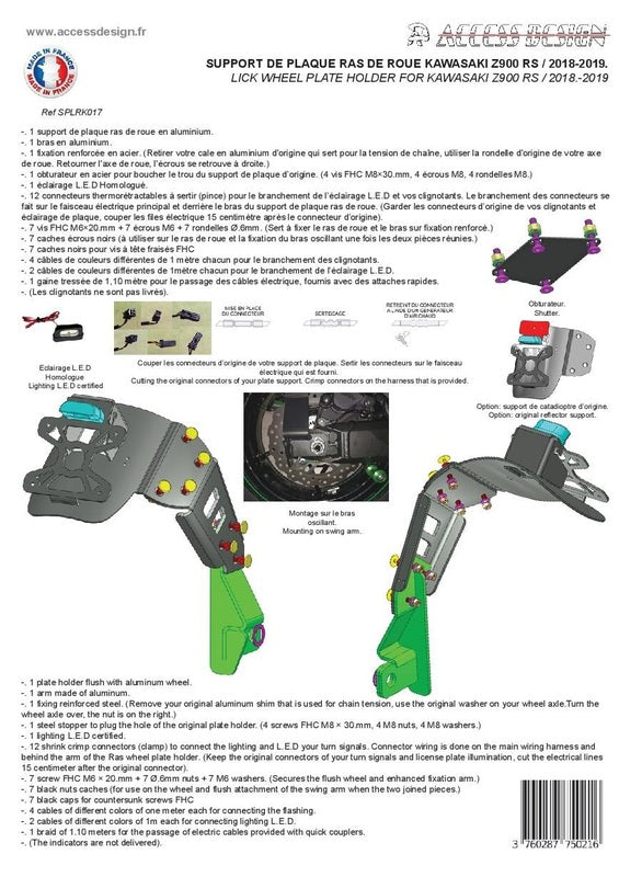 ACCESS DESIGN ''Wheel Fitted'' License Plate Holder Black Kawasaki Z900RS