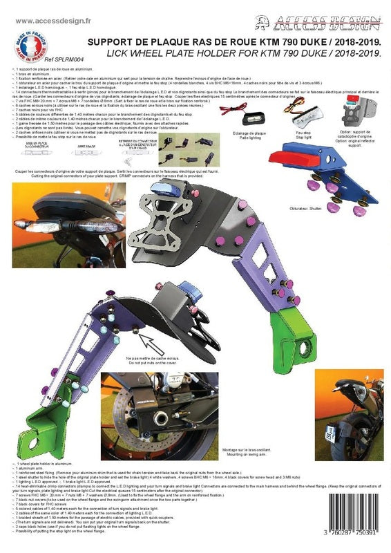 ACCESS DESIGN ''Wheel Fitted'' License Plate Holder Black KTM 790/890 Duke