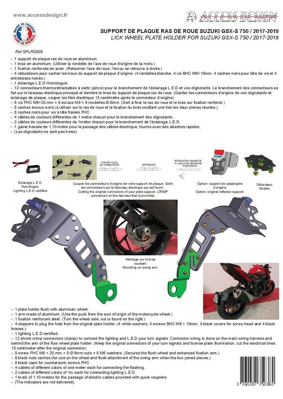 ACCESS DESIGN ''Wheel Fitted'' License Plate Holder Black Suzuki GSX-S750