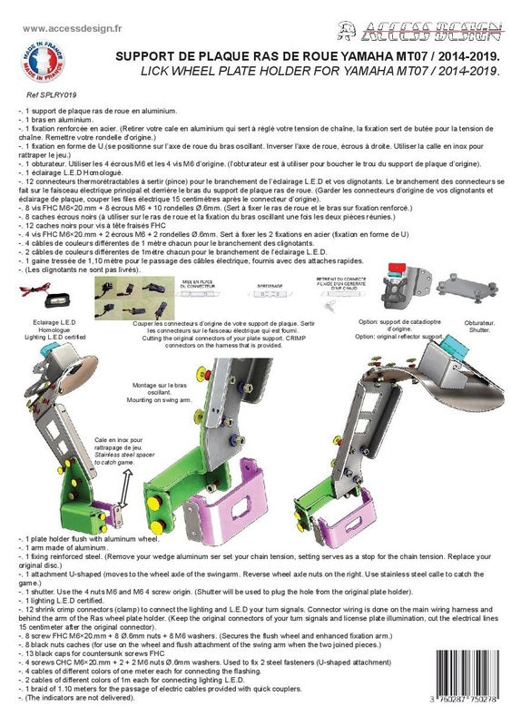 ACCESS DESIGN ''Wheel Fitted'' License Plate Holder Black Yamaha MT-07