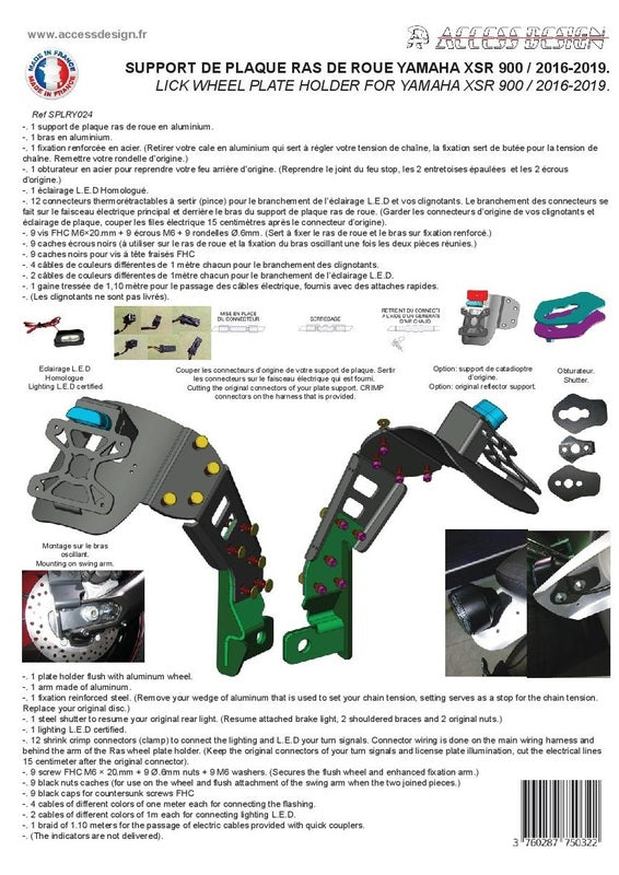 ACCESS DESIGN ''Wheel Fitted'' License Plate Holder Black Yamaha XSR900