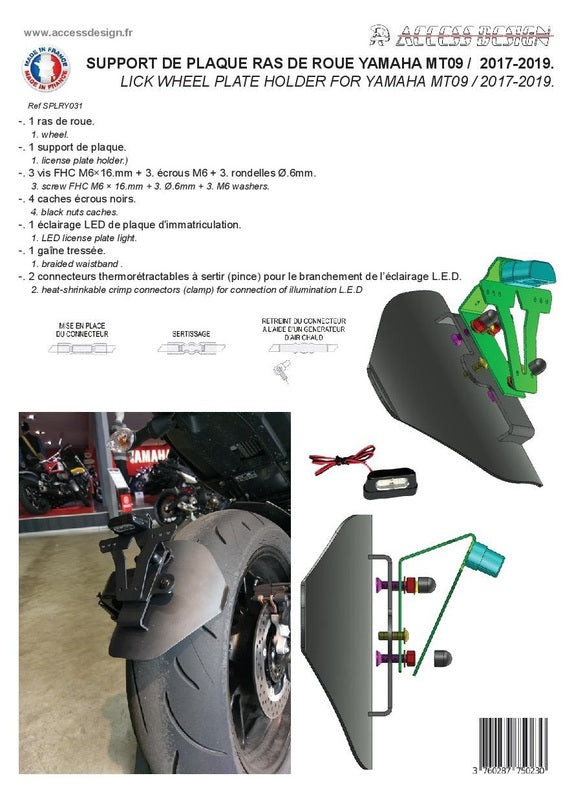 ACCESS DESIGN ''Wheel Fitted'' License Plate Holder Black Yamaha MT-09 - 1061150