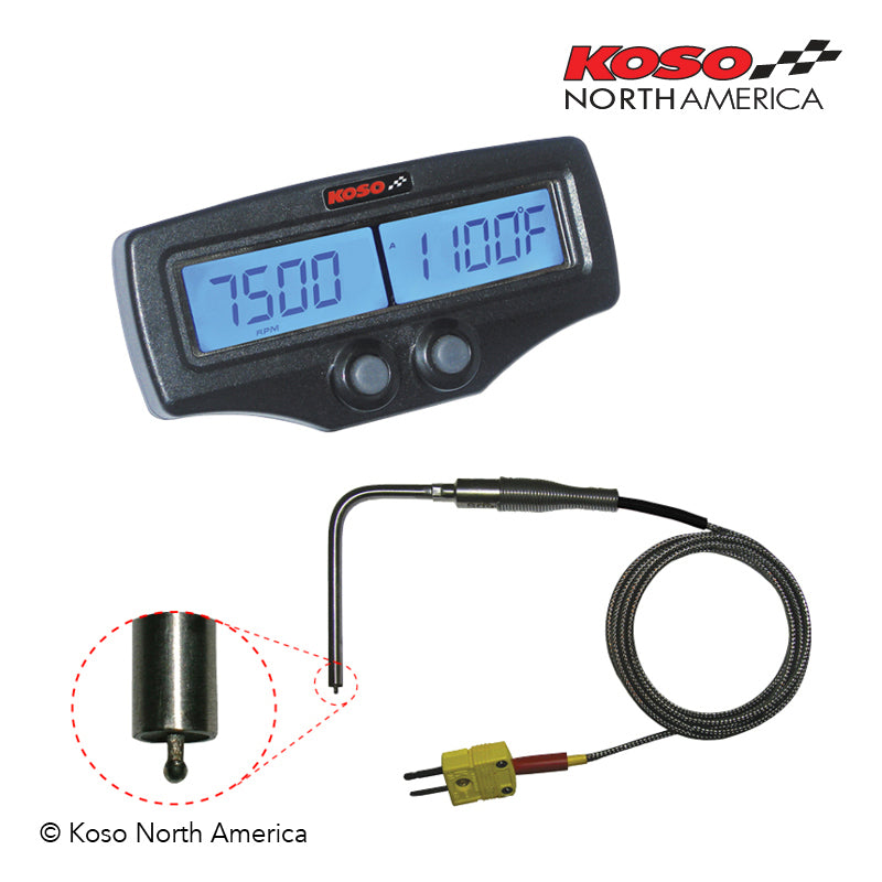 KOSO Dual EGT-02R Meter Temperature & RPM Fast Response Sensor