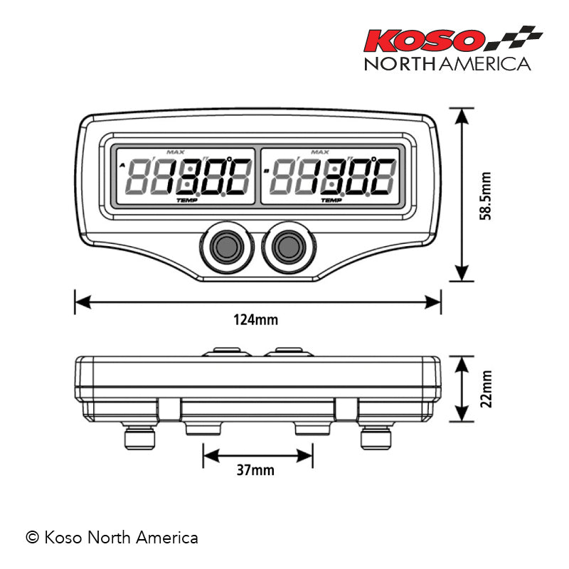 KOSO Dual EGT-02R Meter Temperature & RPM Fast Response Sensor