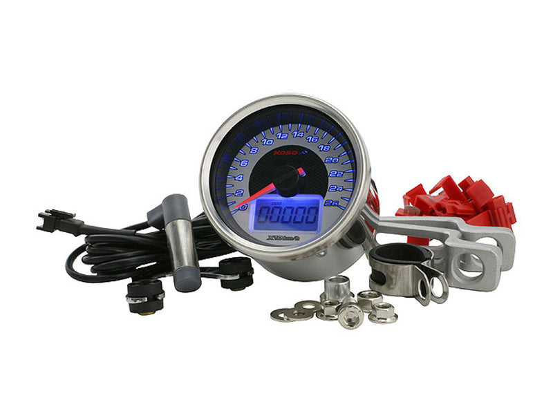 Koso D64 speedometer Universal GP Style chrome-plated speedometer
