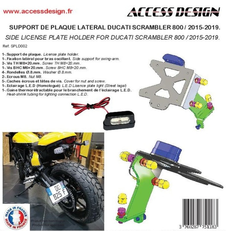 ACCESS DESIGN Side License Plate Holder Black Ducati Scrambler 800