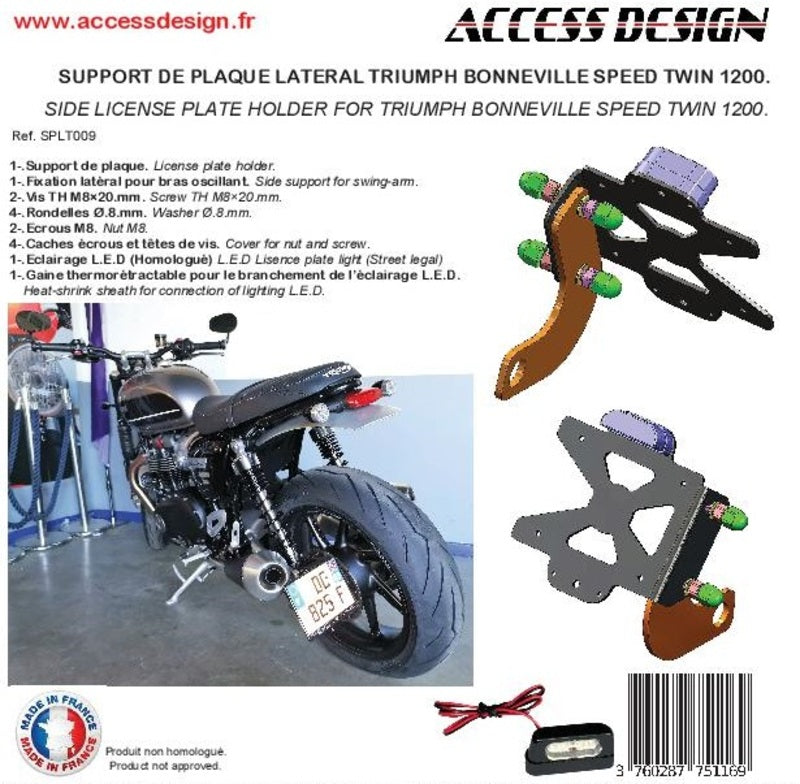 ACCESS DESIGN Side License Plate Holder Black Triumph