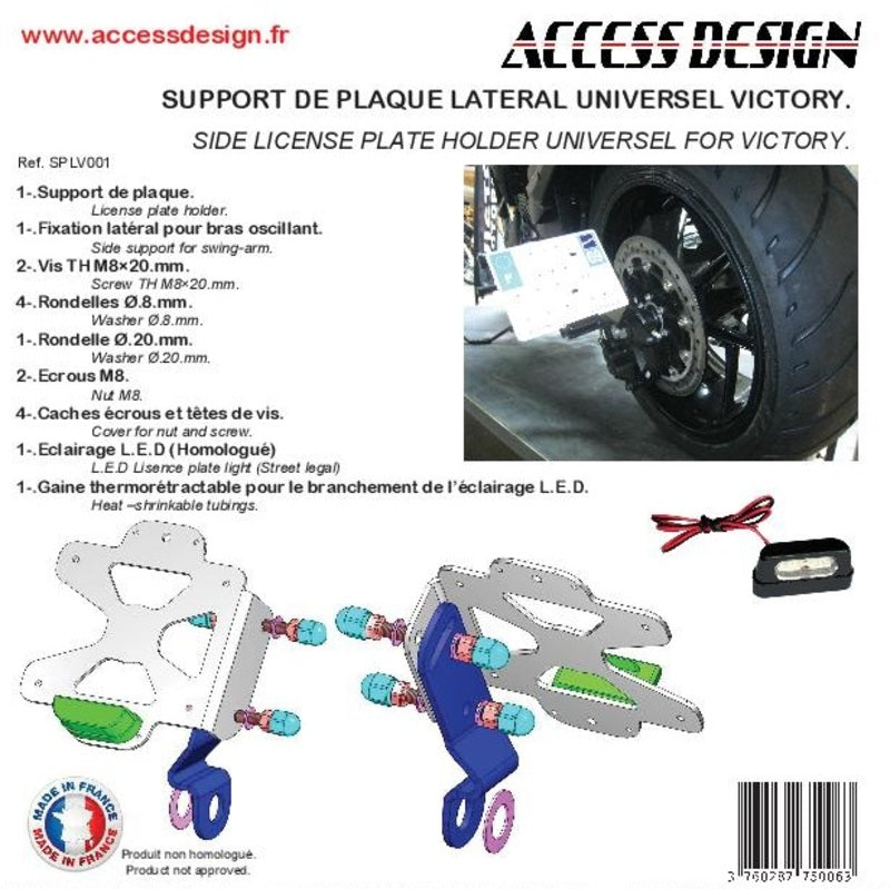 ACCESS DESIGN Side License Plate Holder Black Kawasaki Vulcan