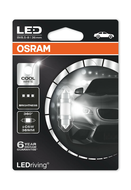 OSRAM LED Premium Retrofit Cool White C5W Light Bulbs 12V 1,4W - x1