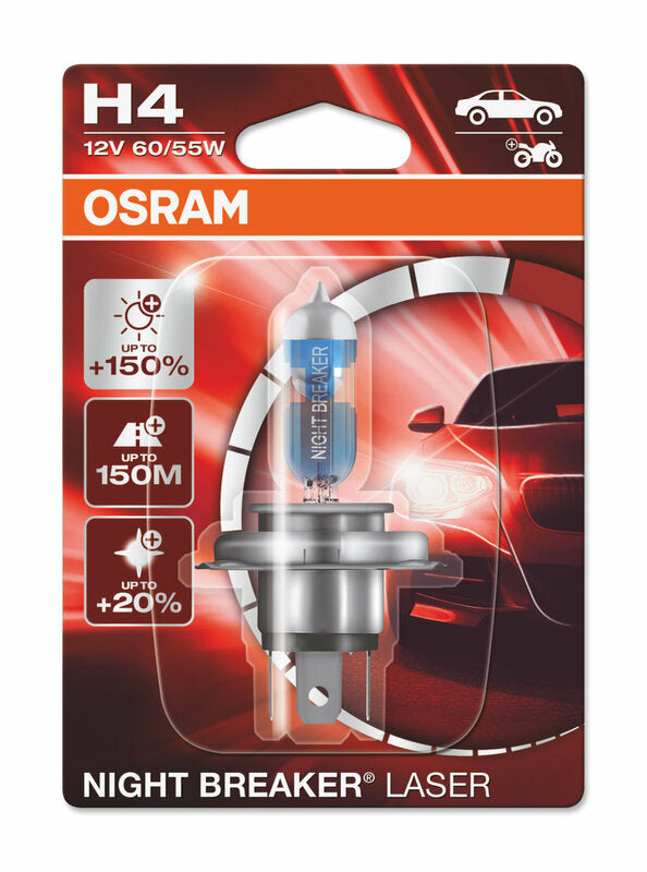 OSRAM H4 Night Breaker Laser Light Bulb 12V 60/55W P43t-38 - 1 piece