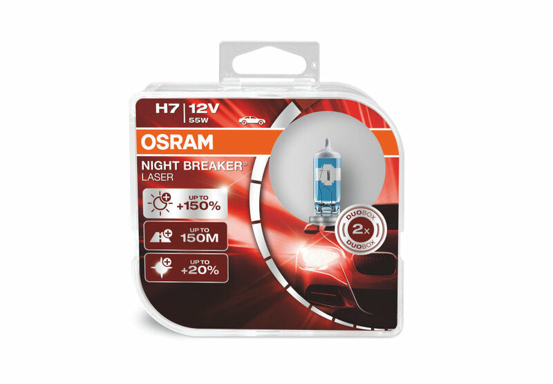 OSRAM H7 Night Breaker Laser Light Bulbs 12V 55W PX26d - by pair