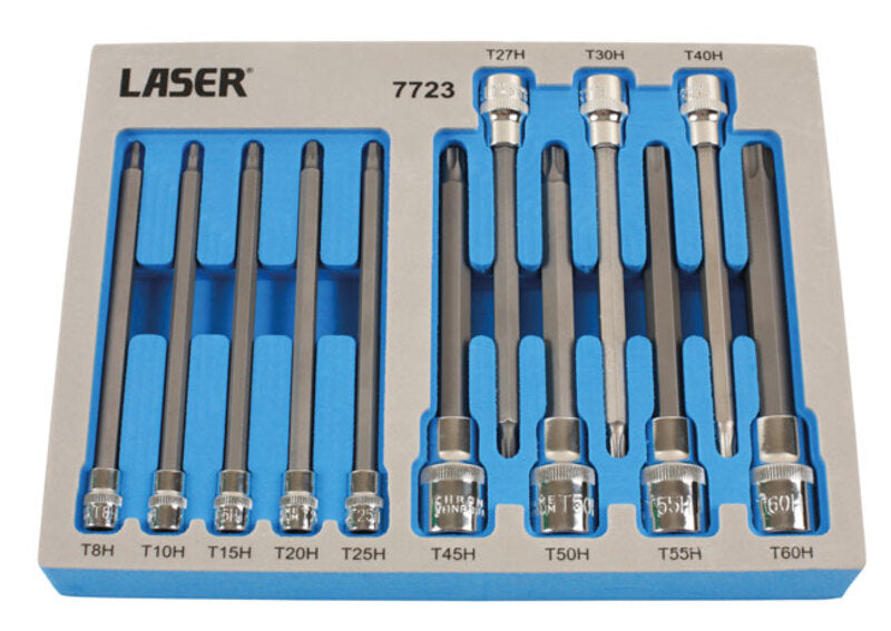 LASER TOOLS Long Tamperproof TorxÂ® Socket Bit Set - 12 pieces