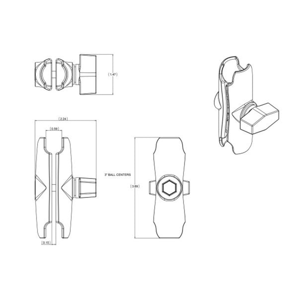 RAM MOUNTSÂ Double Socket Arm - Medium Length