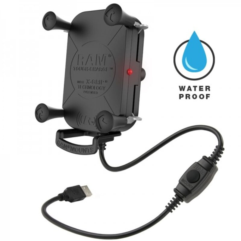RAM MOUNTSÂ Tough-Chargeâ„¢Â X-GripÂ®Â Waterproof Wireless Charging Phone Holder - B Size Ball