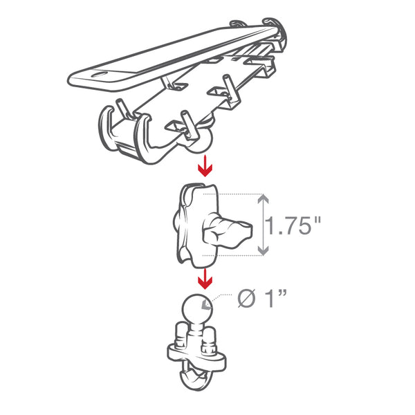 RAM MOUNTS Quick-Grip Short Arm Phone Holder Handlebar U-Bolt Base