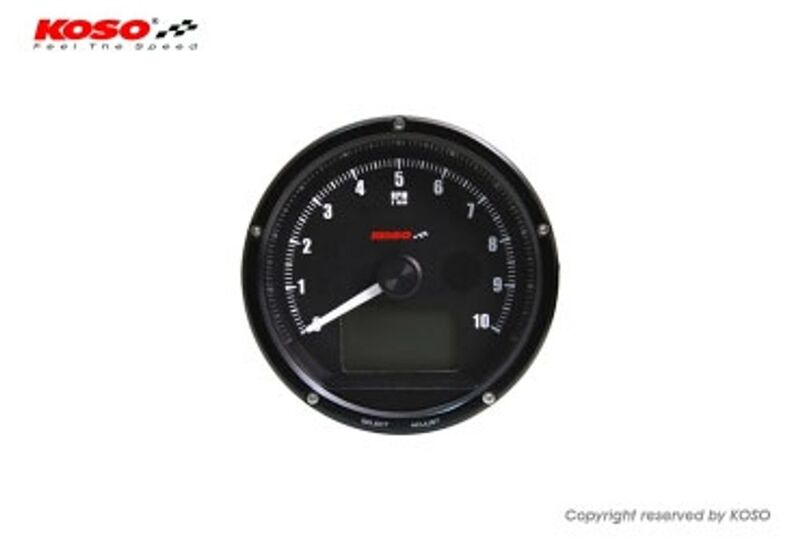 KOSO Tachometer and Speedometer Black face max 10000 RPM // max 360km/h (with shiftlight)