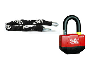 VECTOR Anti-Theft Kit - Security Chain 1.30m + MiniMax+ Alarm Padlock/Disc Lock