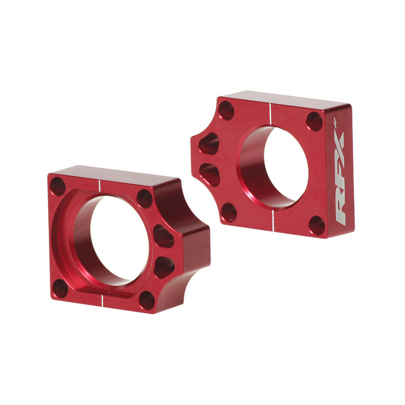 RFX PRO REAR AXLE ADJUSTER BLOCKS, RED