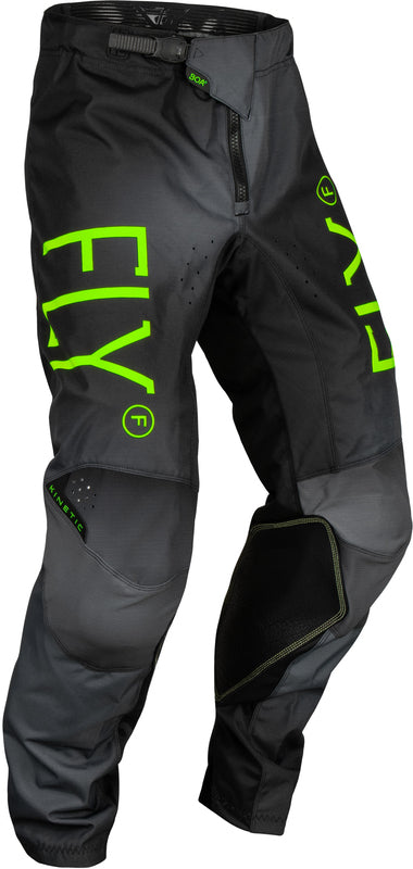 FLY RACING Kinetic Prodigy Youth Pants - Charcoal/Neon Green/True Blue