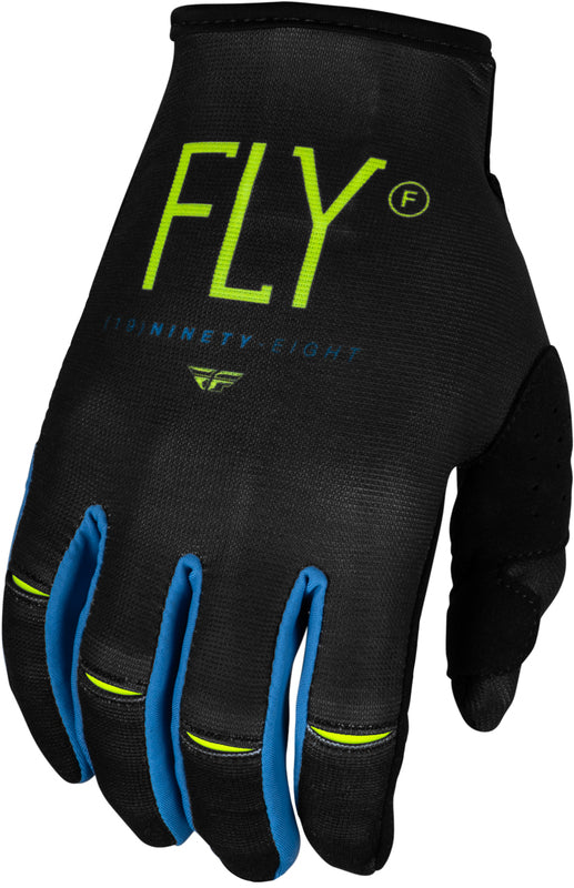 FLY RACING Kinetic Prodigy Youth Gloves - Charcoal/Neon Green/True Blue