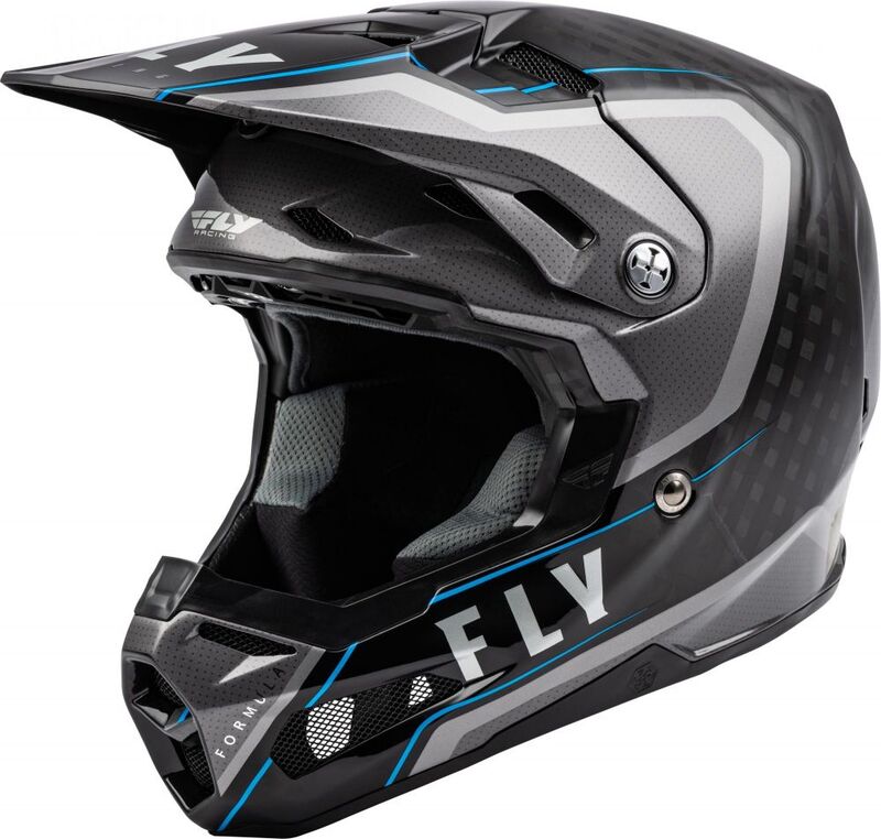 FLY RACING Formula Carbon Axon Helmet Black/Grey/Blue XL