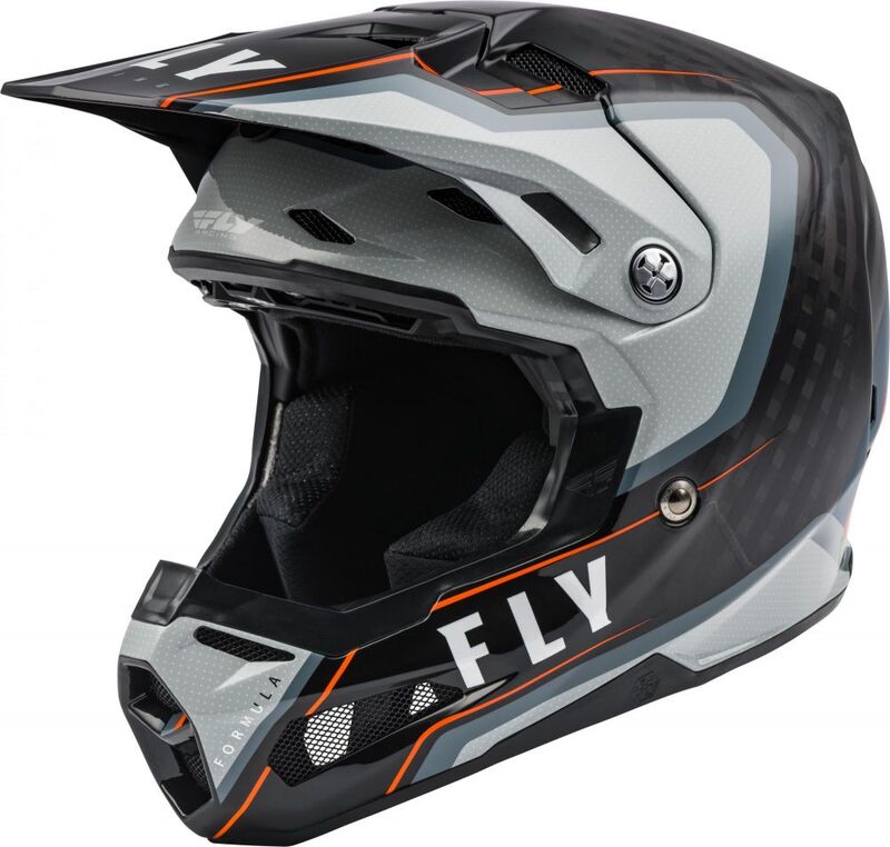 FLY RACING Formula Carbon Axon Helmet Black/Grey/Orange LG