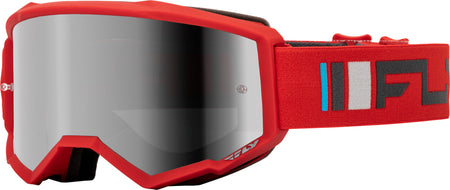 FLY RACING Zone Goggle Red/Charcoal - Silver/Smoke Lens