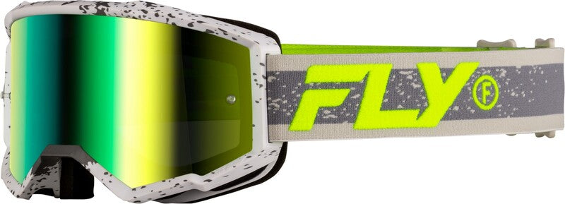 FLY RACING Zone Goggle Dark Grey/Hi-Vis - Iridiscent Green Mirror Lens