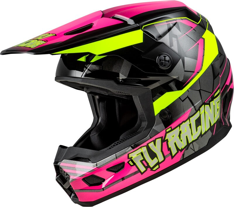 FLY RACING Kinetic Scorched Youth Helmet - Neon Pink/Hi-Vis/Black