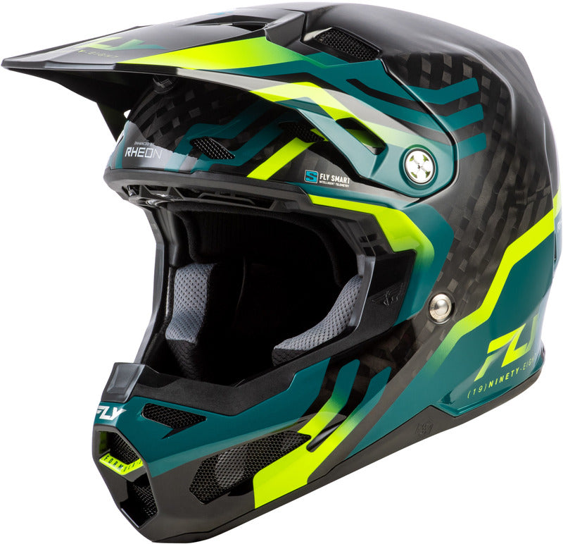 FLY RACING Formula S Carbon Byte Helmet - Black Carbon/Teal/Lime