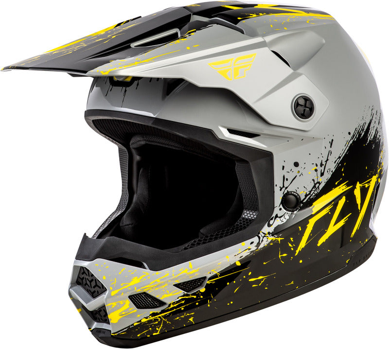 FLY RACING Kinetic Drip Youth Helmet - Grey/Black/Yellow