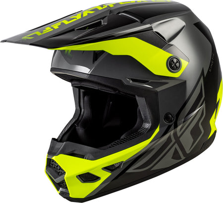 FLY RACING Kinetic Crest Helmet - Grey/Black/Neon Yellow